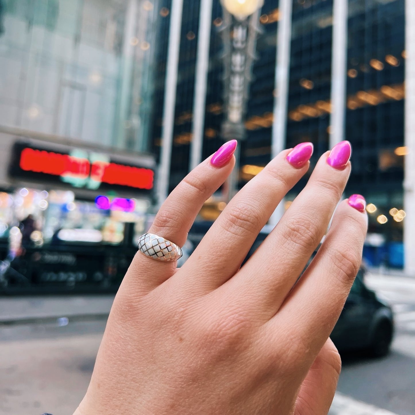 Checkerboard Pinky Ring