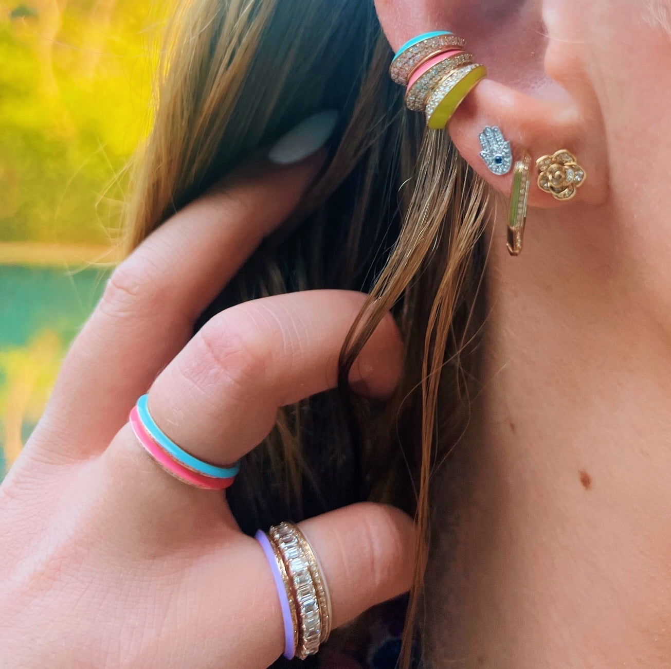 Diamond & Lavender Enamel Eternity Band