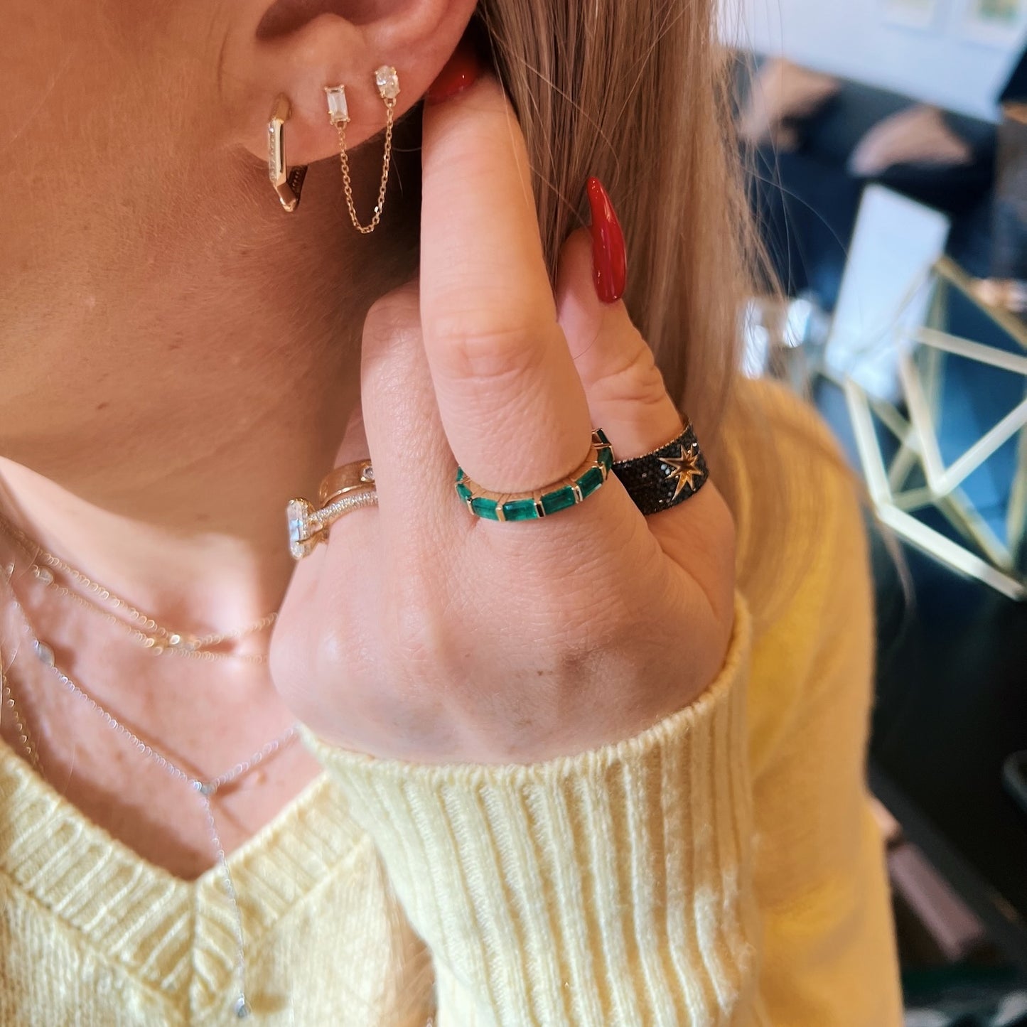 Emerald Cut Emerald Band