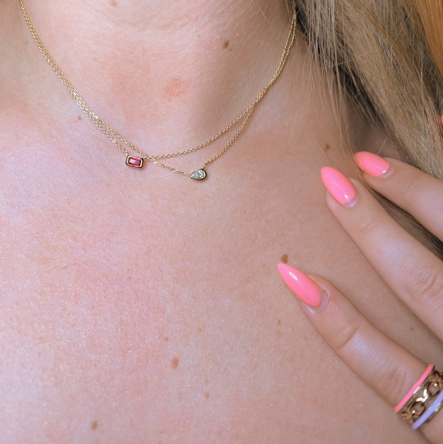 Emerald Cut Ruby Pendant