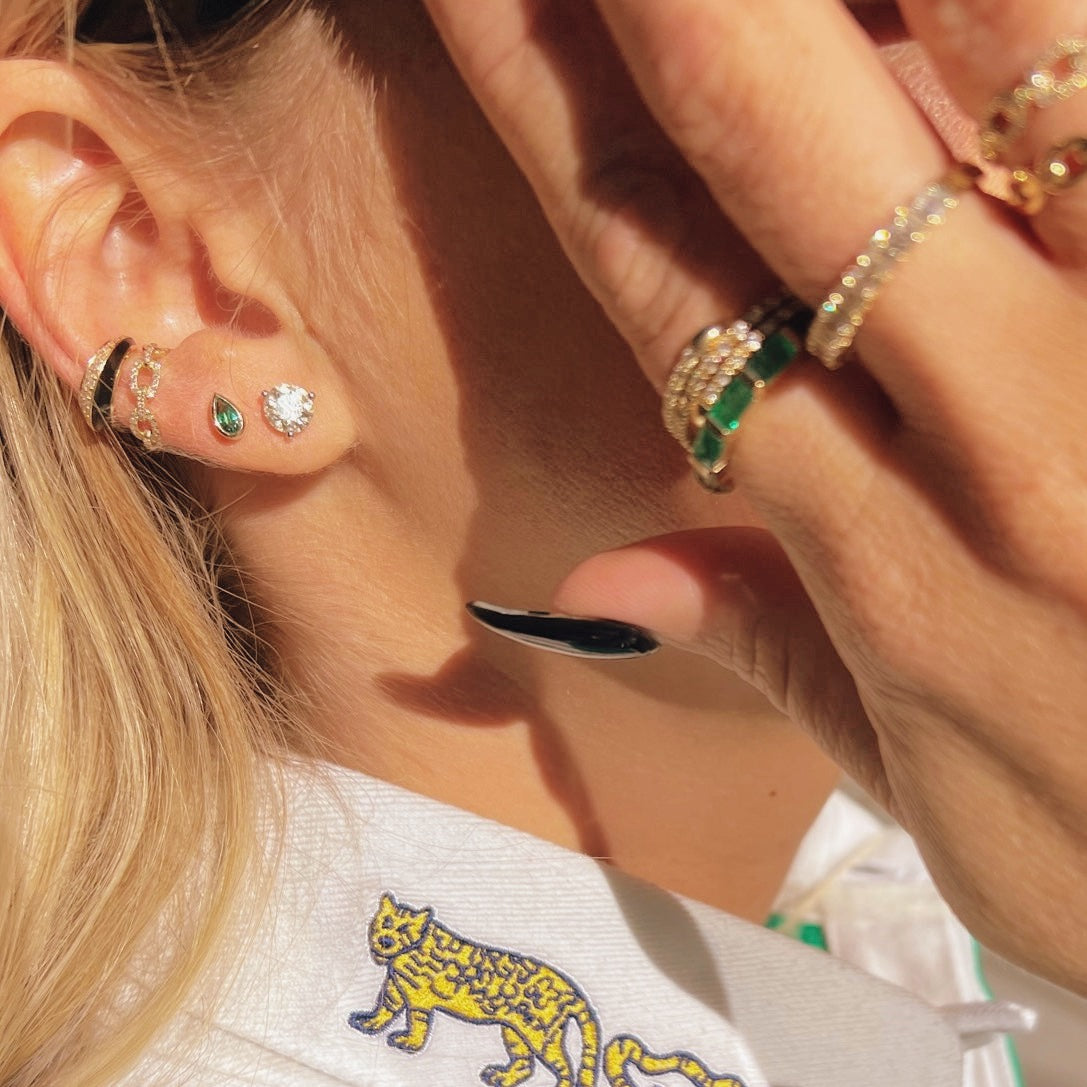 Green Emerald Pear Shape Stud