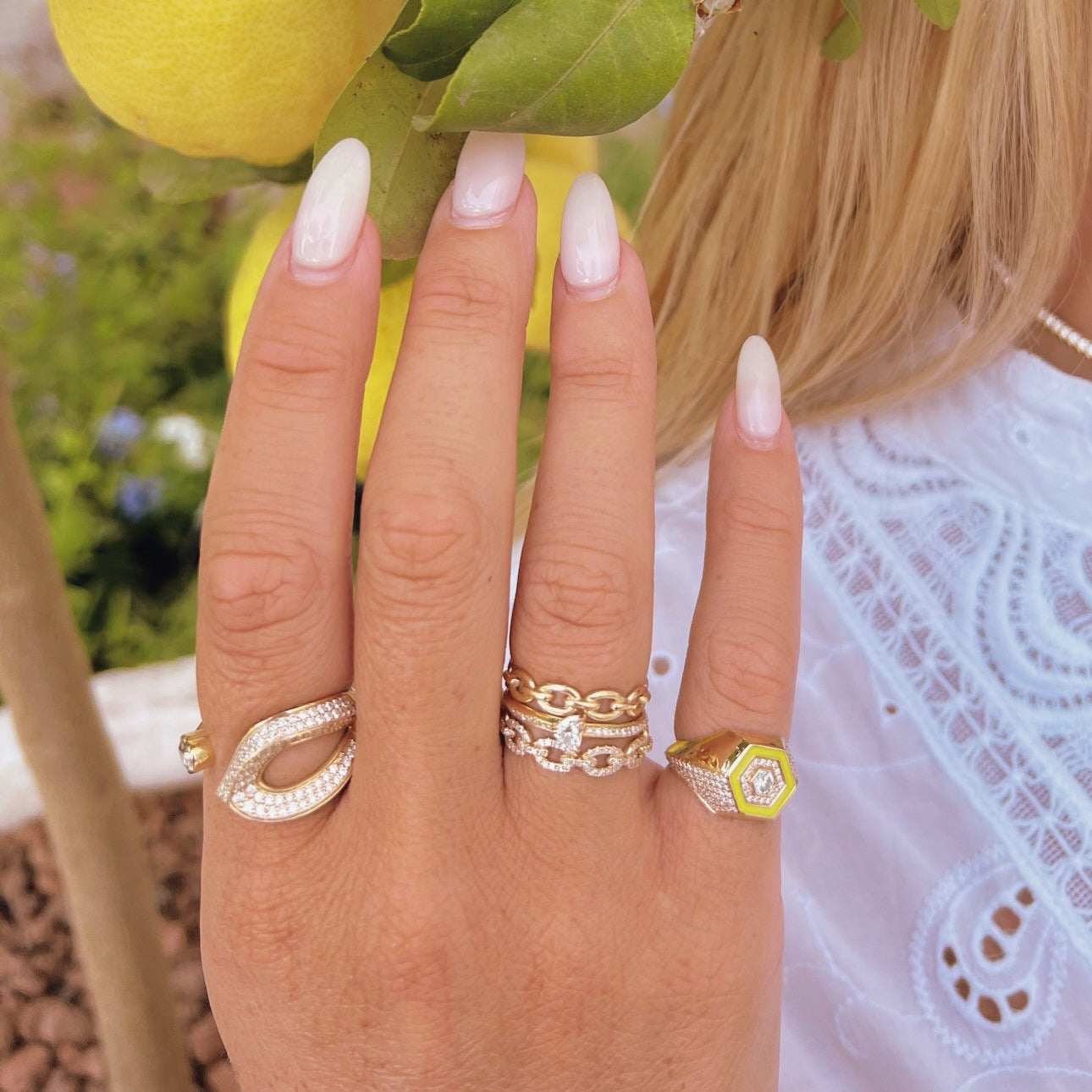 Diamond & Neon Enamel Signet Ring