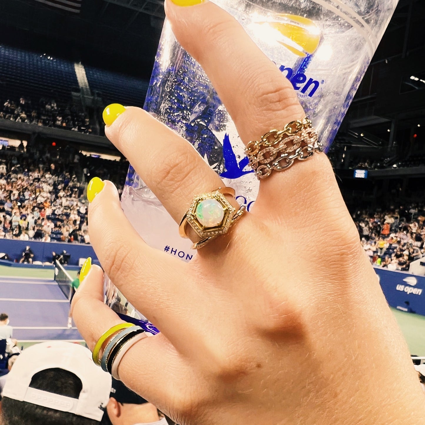 Geo Diamond & Opal Ring