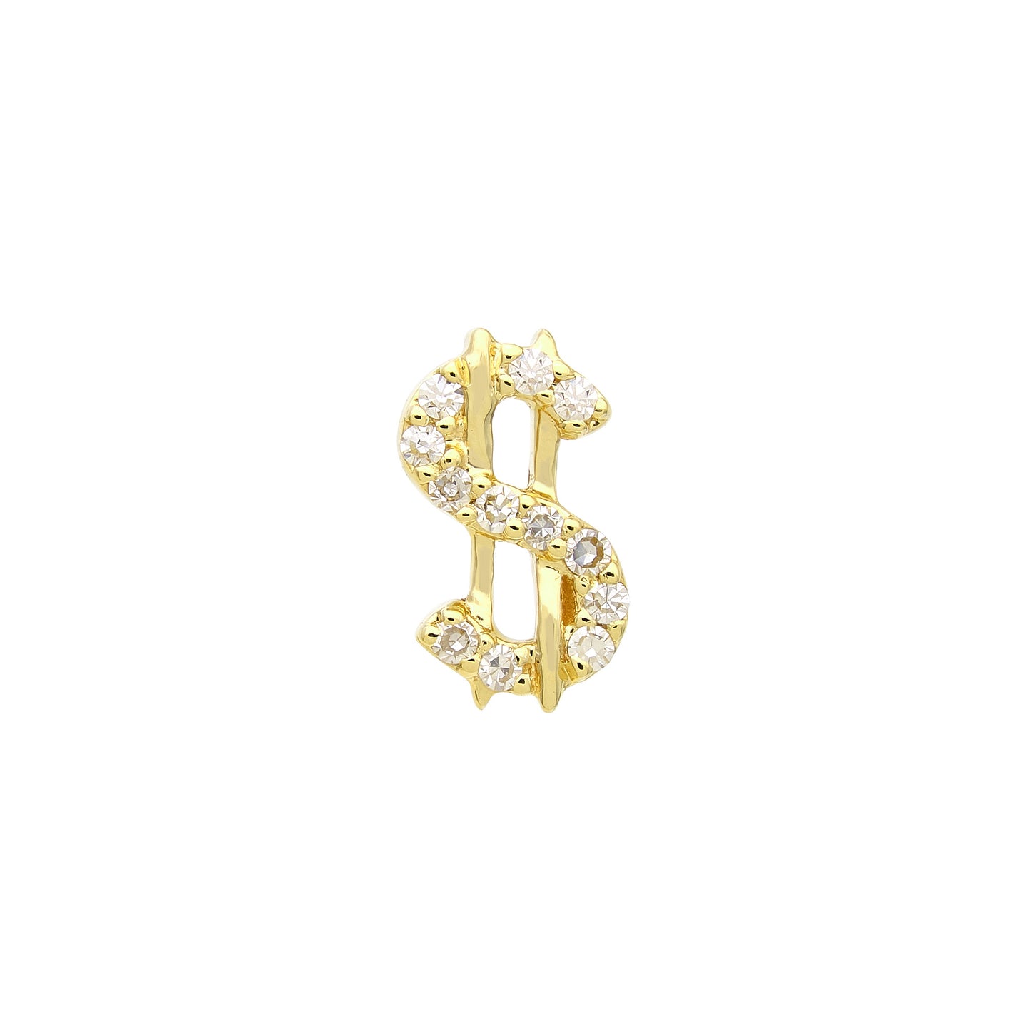 Dollar Sign Diamond Single Stud