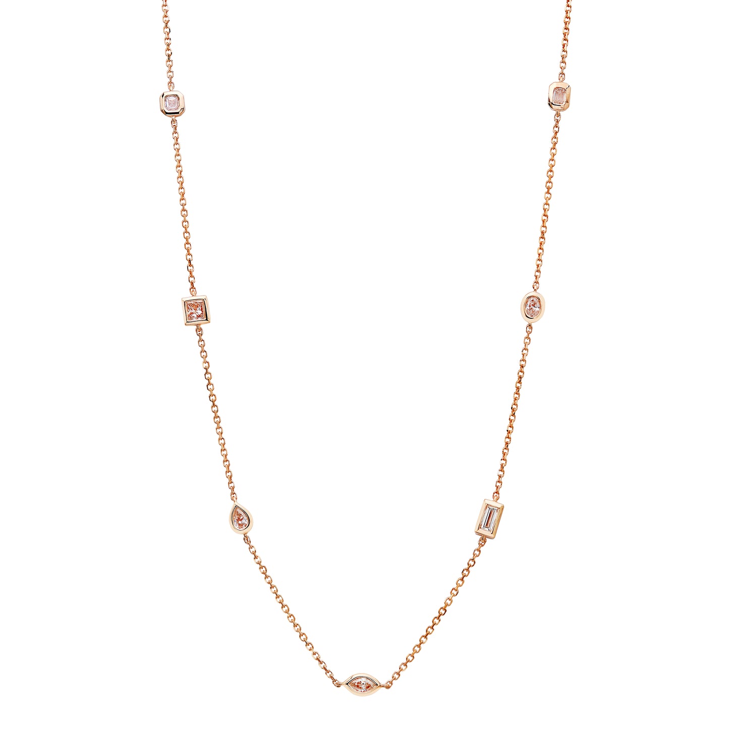 Mixed shape diamond by the yard necklace