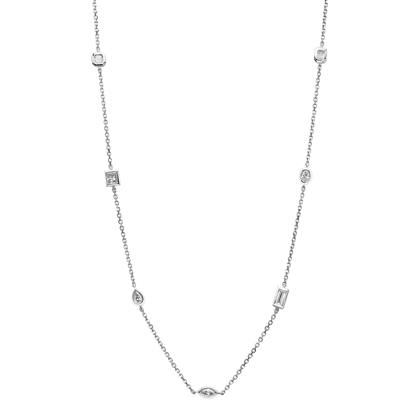 Mixed shape diamond by the yard necklace