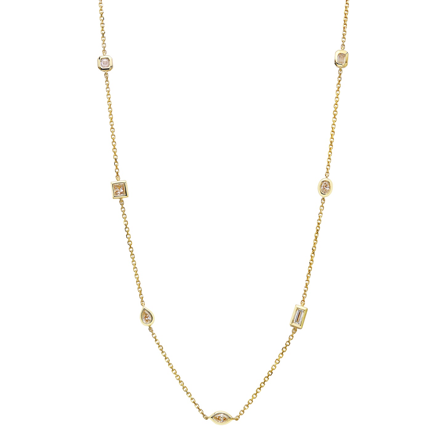 Mixed shape diamond by the yard necklace