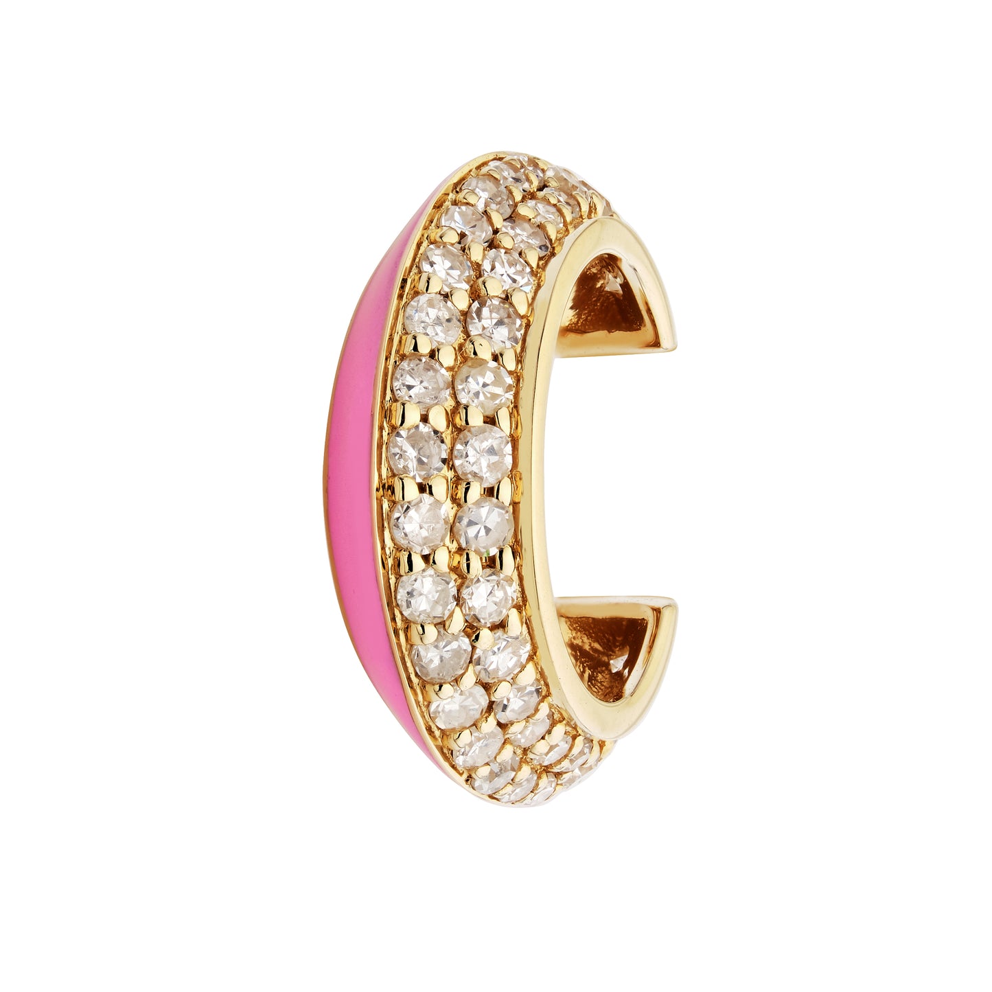 Diamond & Pink Enamel Ear Cuff
