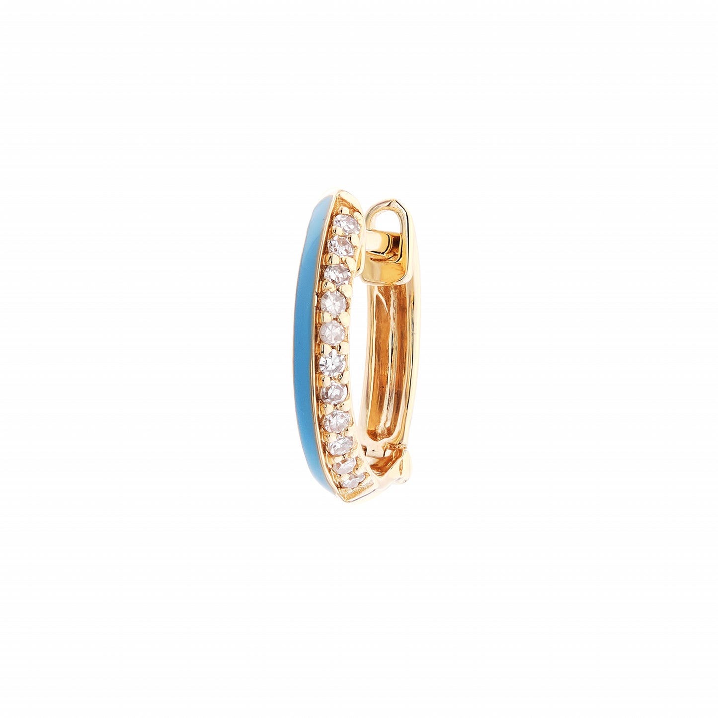 Diamond & Turquoise Enamel Huggie