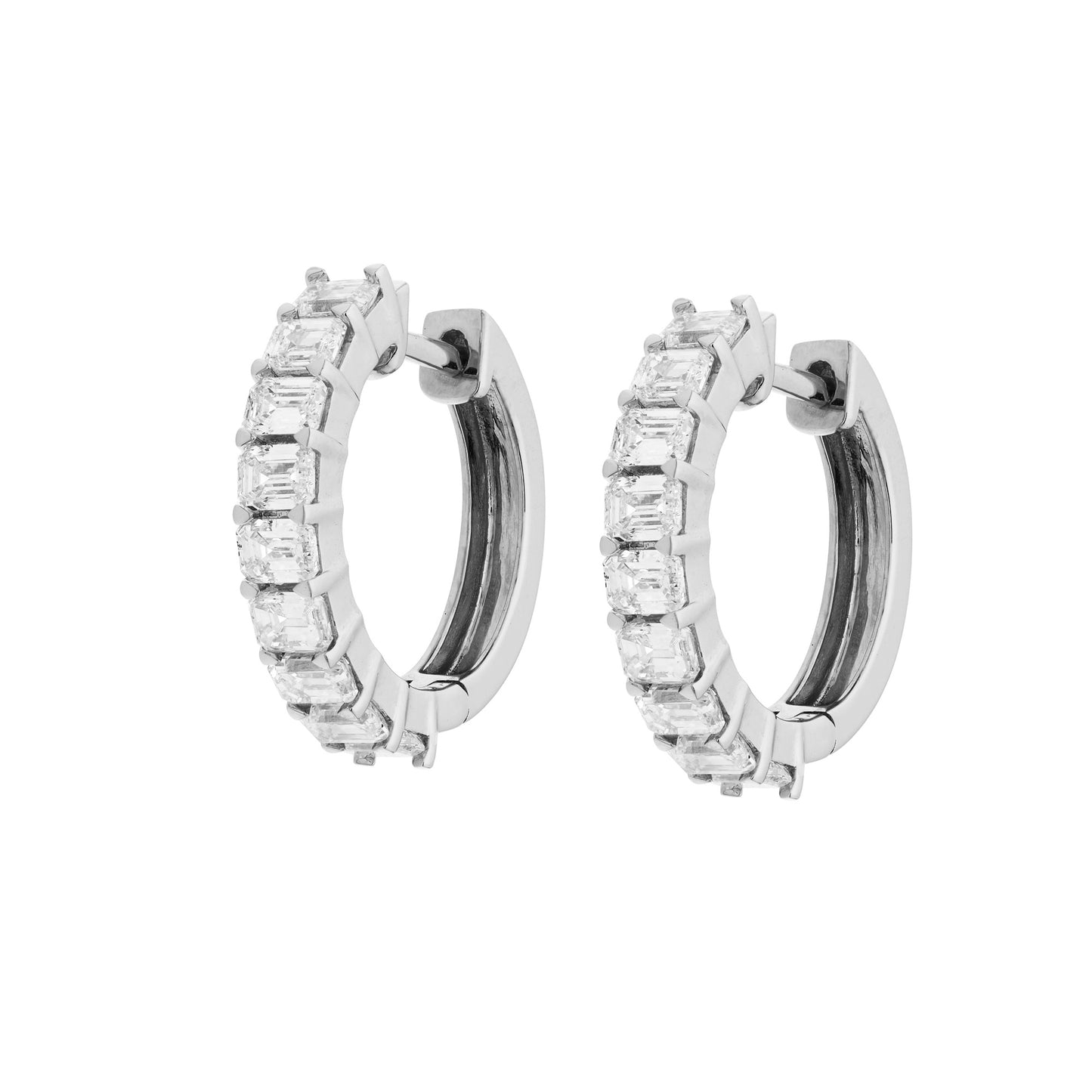 Emerald Cut Diamond Huggies