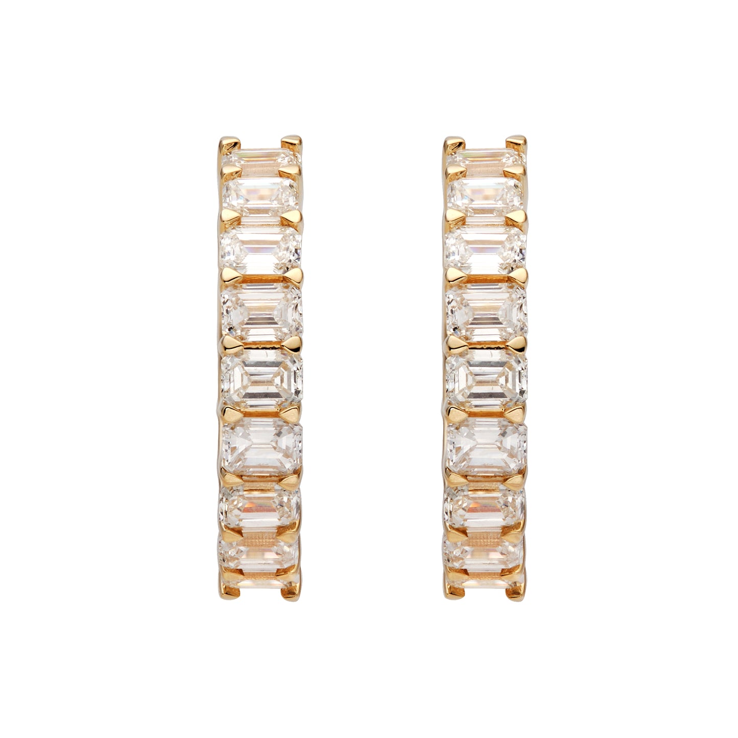Emerald Cut Diamond Huggies
