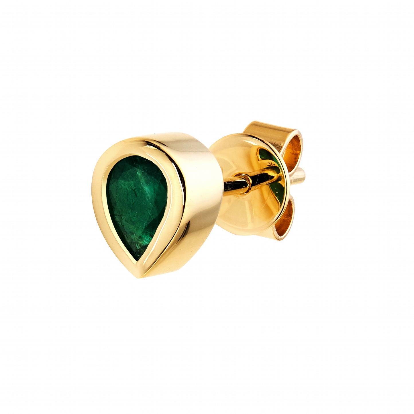 Green Emerald Pear Shape Stud
