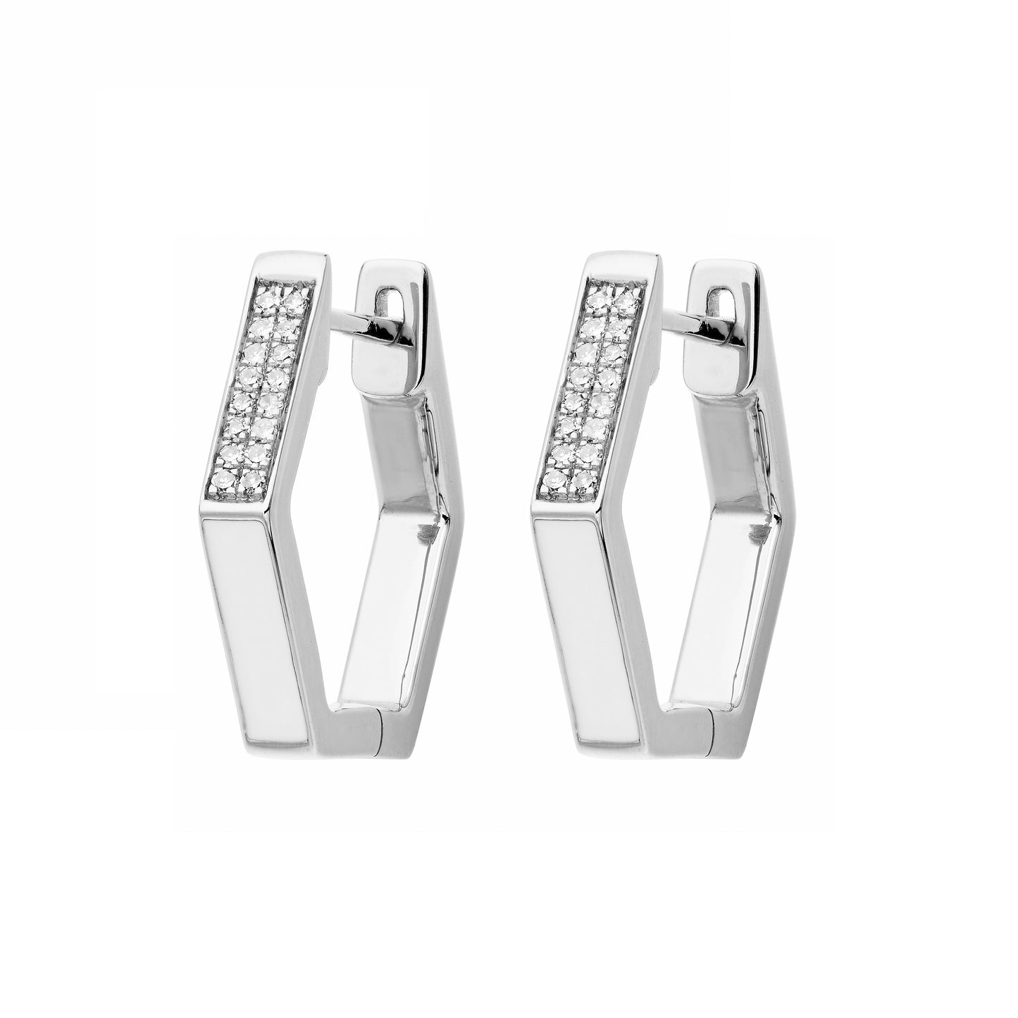 Geo Diamond & White Enamel Huggies
