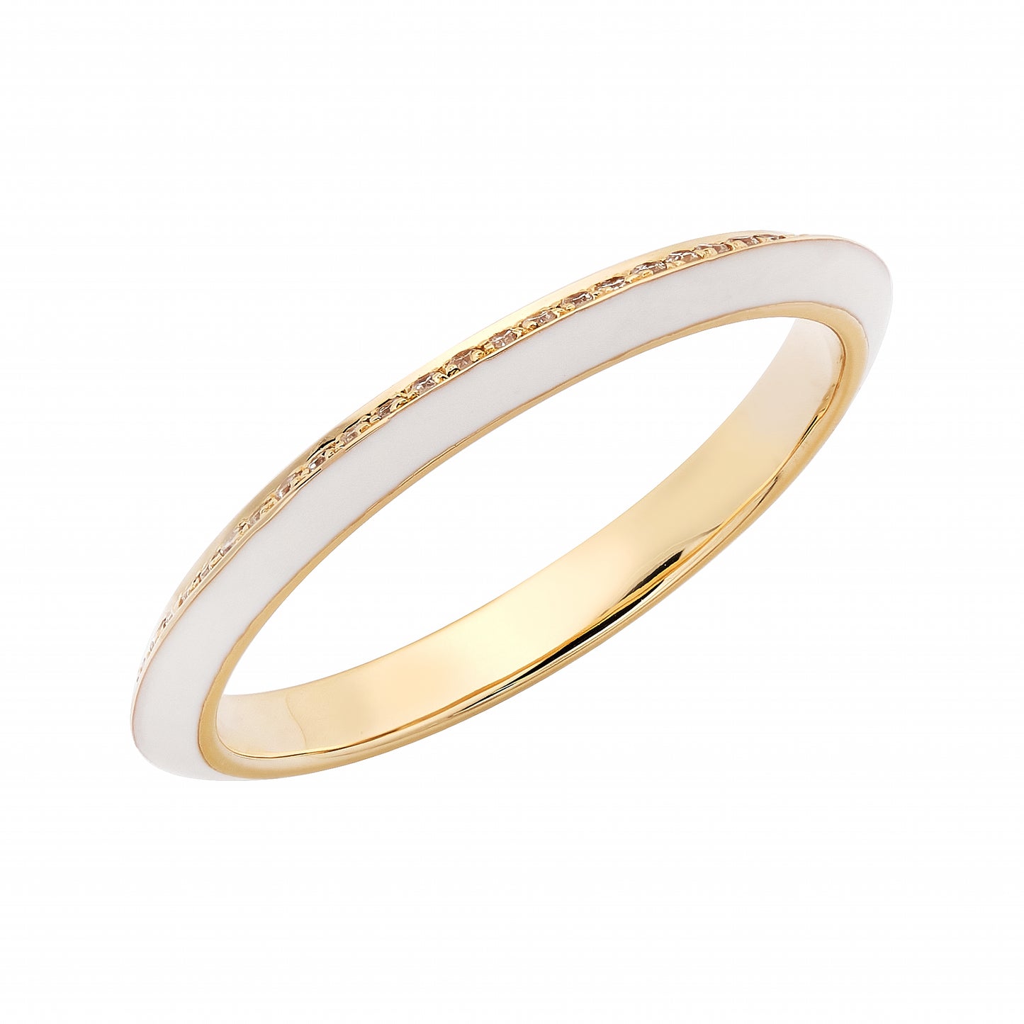 Diamond & White Enamel Eternity Band