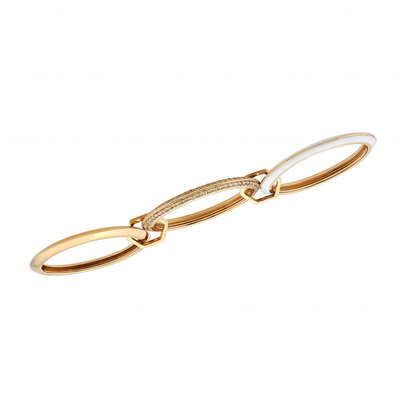 The Trinity Diamond & White Enamel Ring