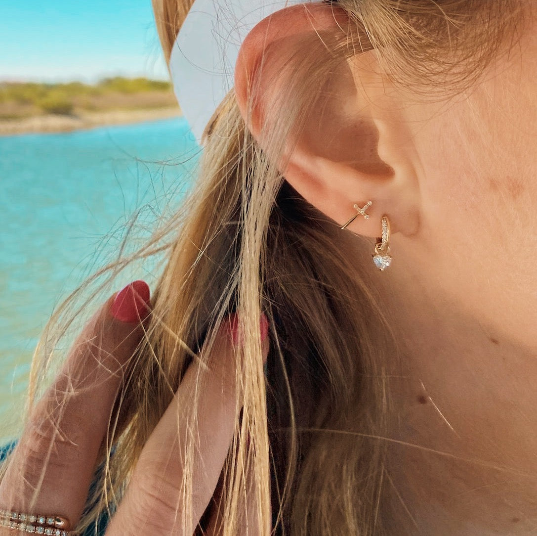 Heart Diamond Huggie