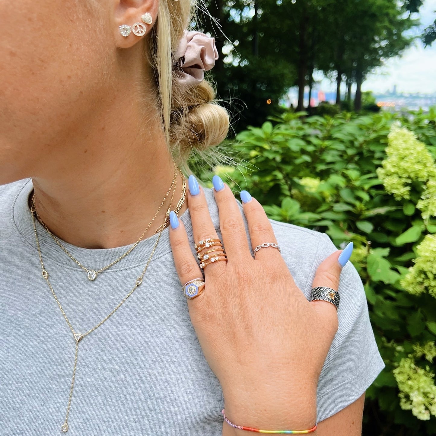 Diamond & Lavender Enamel Signet Ring