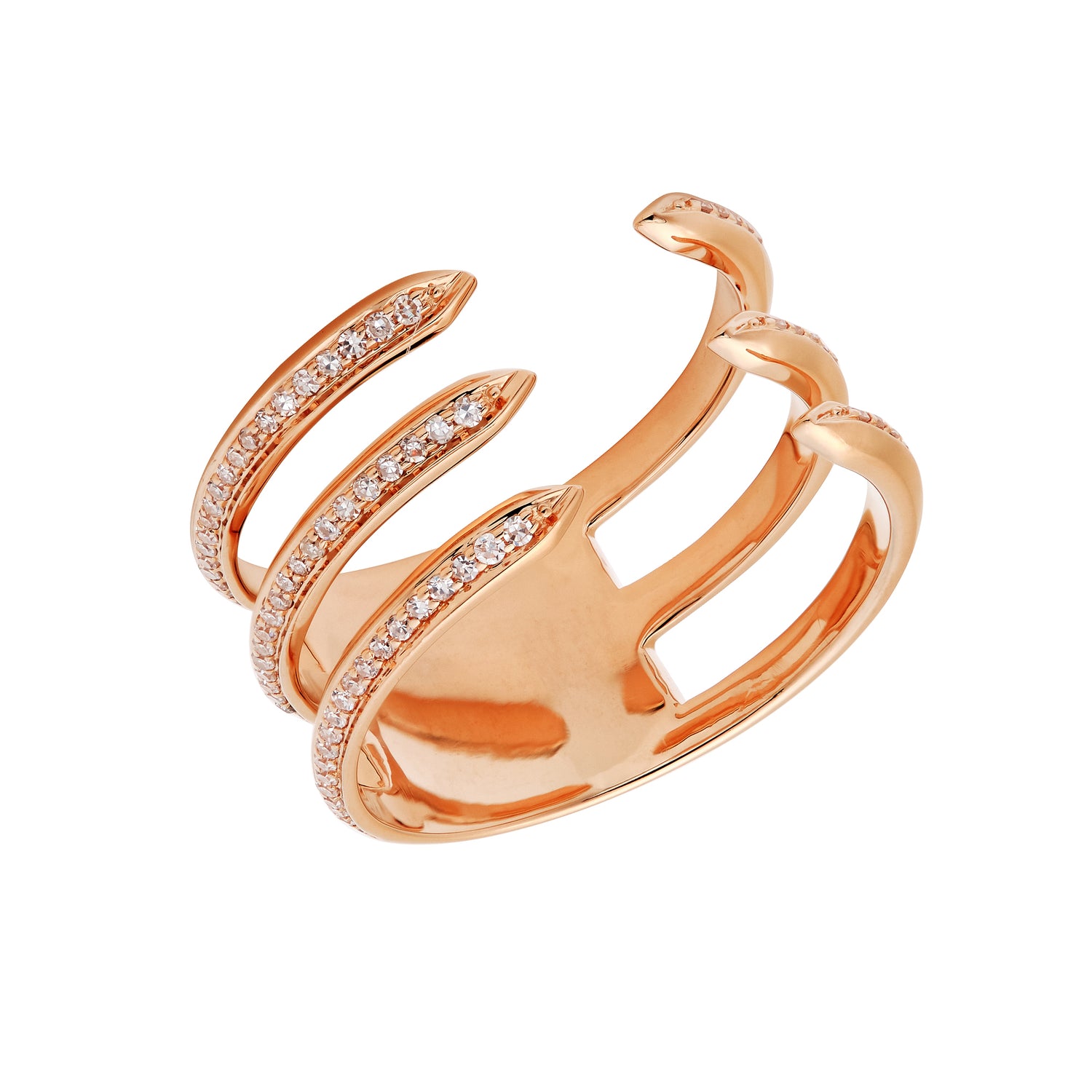 Three row claw ring