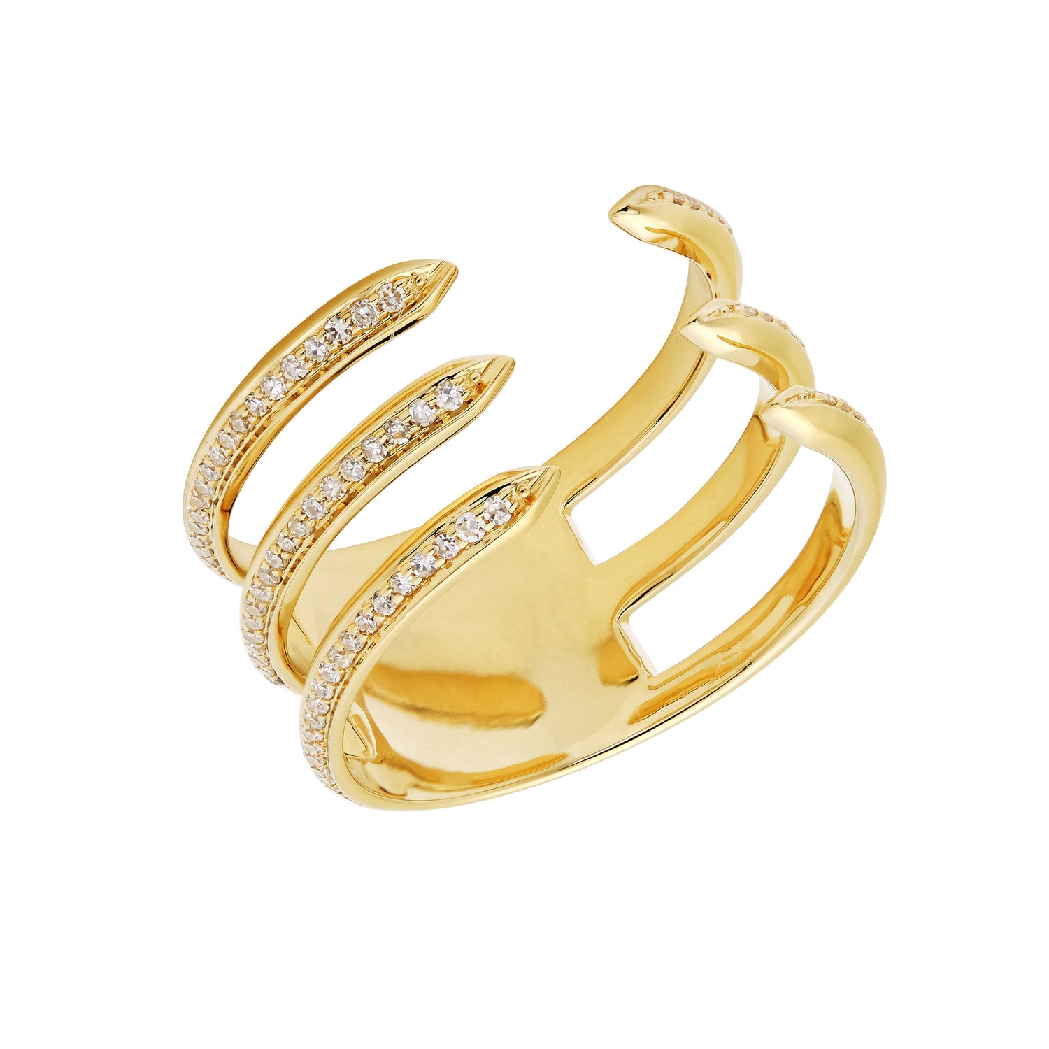 Three row claw ring