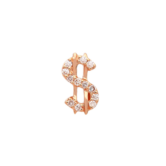 Dollar Sign Diamond Single Stud