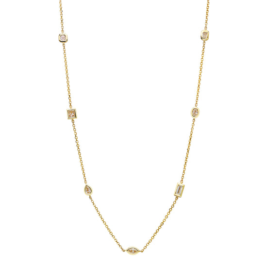 Mixed shape diamond by the yard necklace