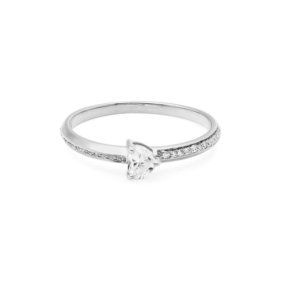 Heart Diamond with Pave Ring