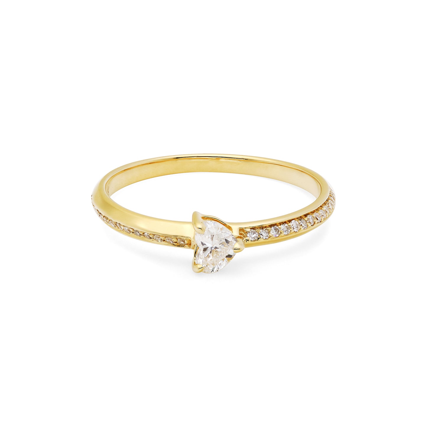Heart Diamond with Pave Ring
