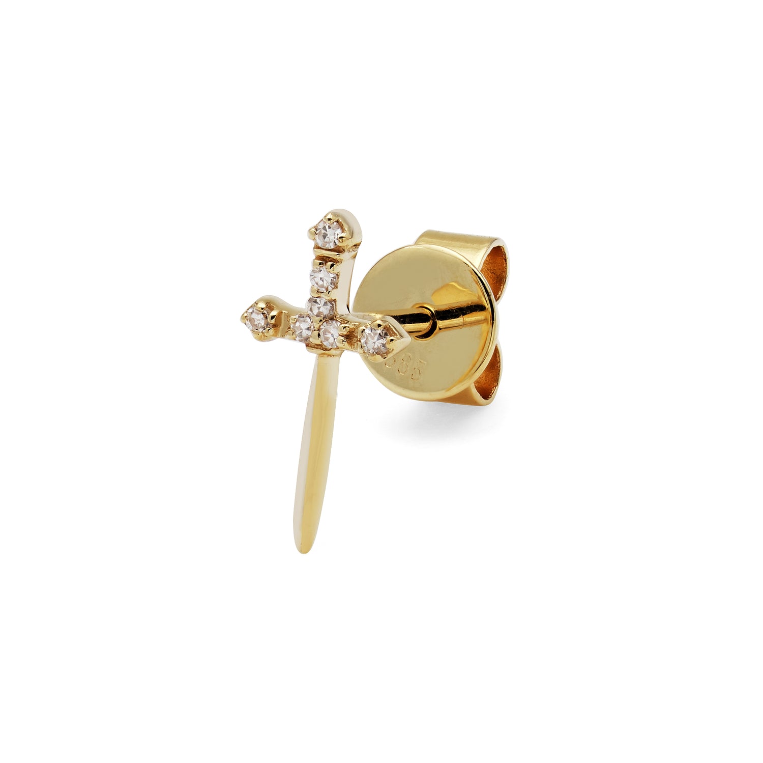 dagger diamond single stud earrings