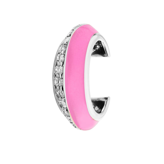 Diamond & Pink Enamel Ear Cuff