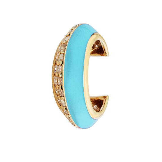 Diamond & Turquoise Enamel Ear Cuff