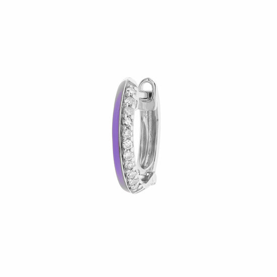 Diamond & Lavender Enamel Huggie