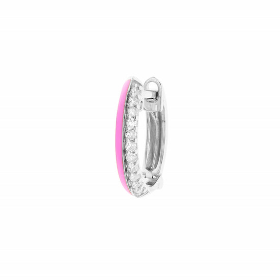 Diamond & Pink Enamel Huggie