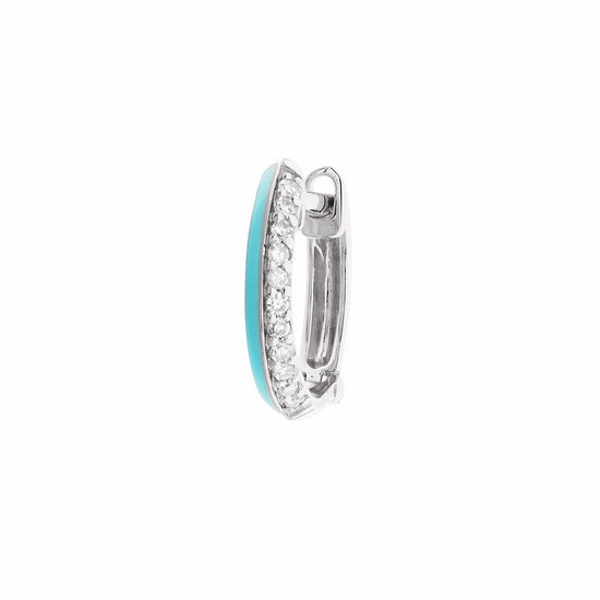 Diamond & Turquoise Enamel Huggie