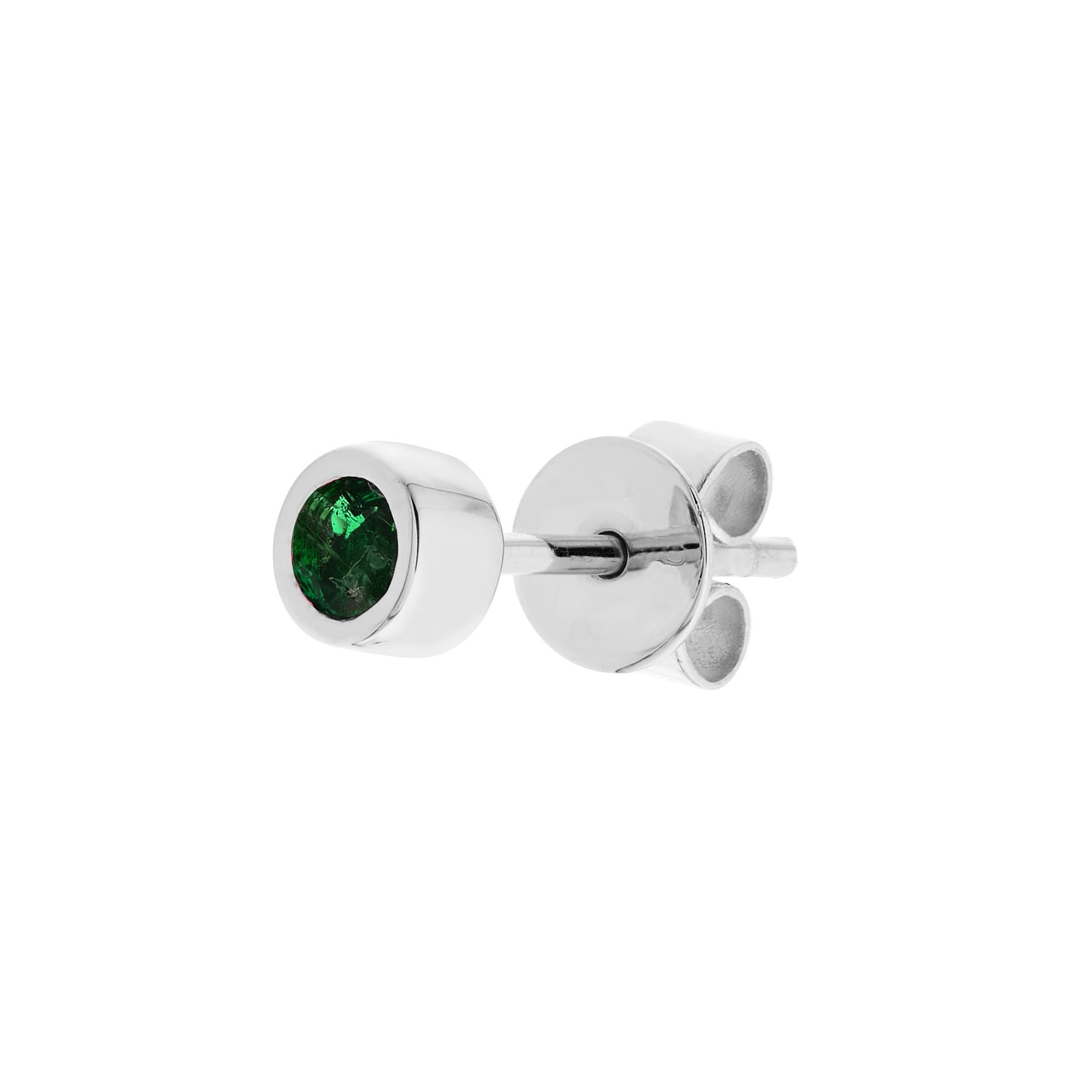 Round Green Emerald Single Stud