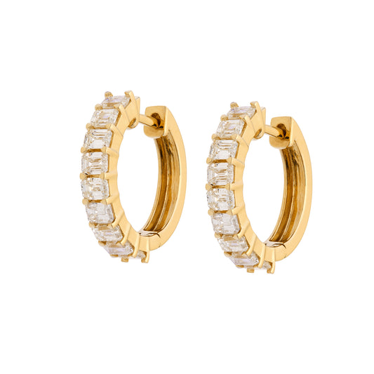 Emerald Cut Diamond Huggies
