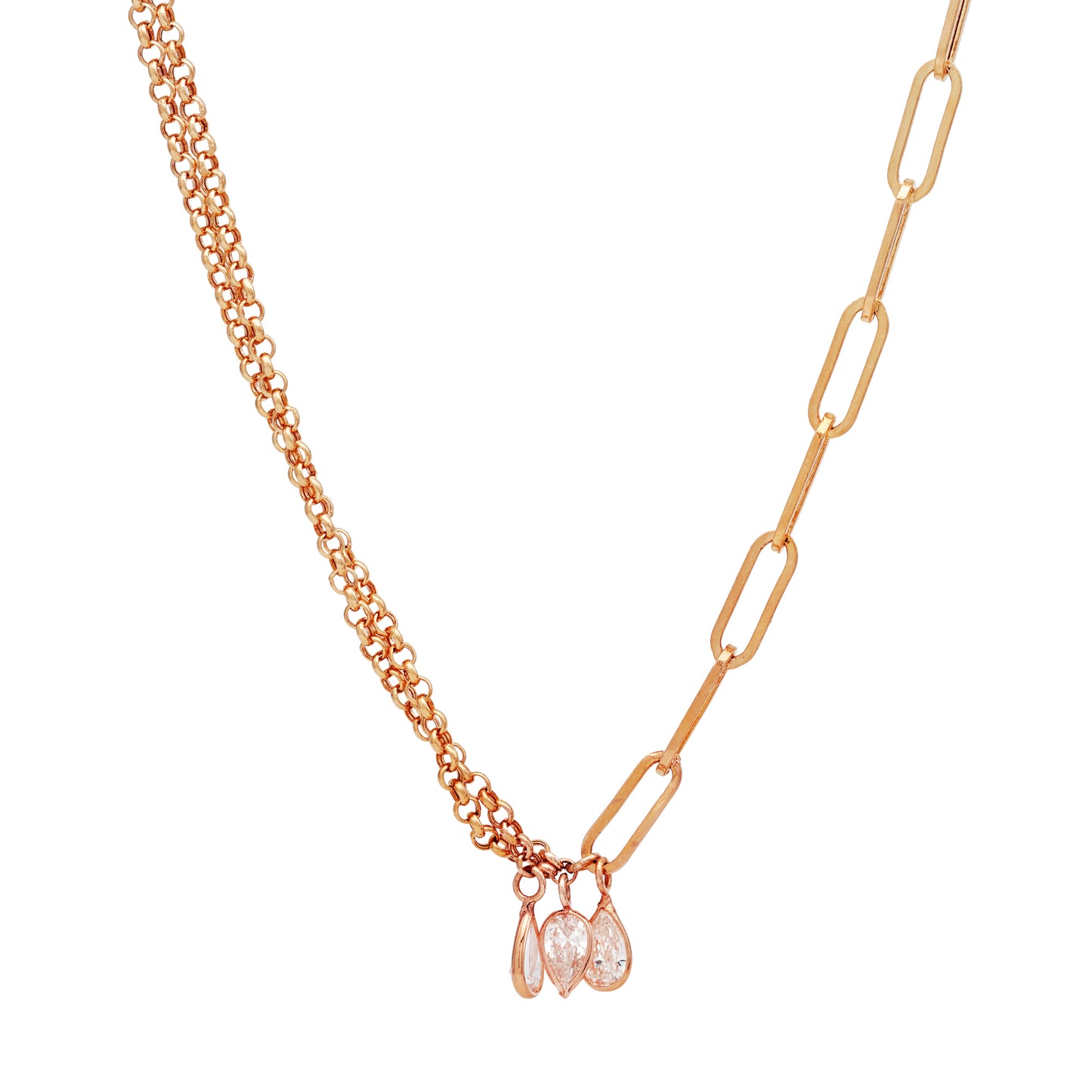Diamond Drop Mixed Chain Necklace