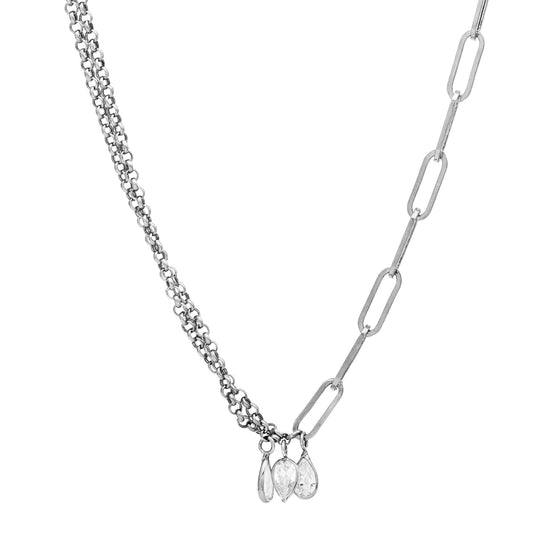 Diamond Drop Mixed Chain Necklace