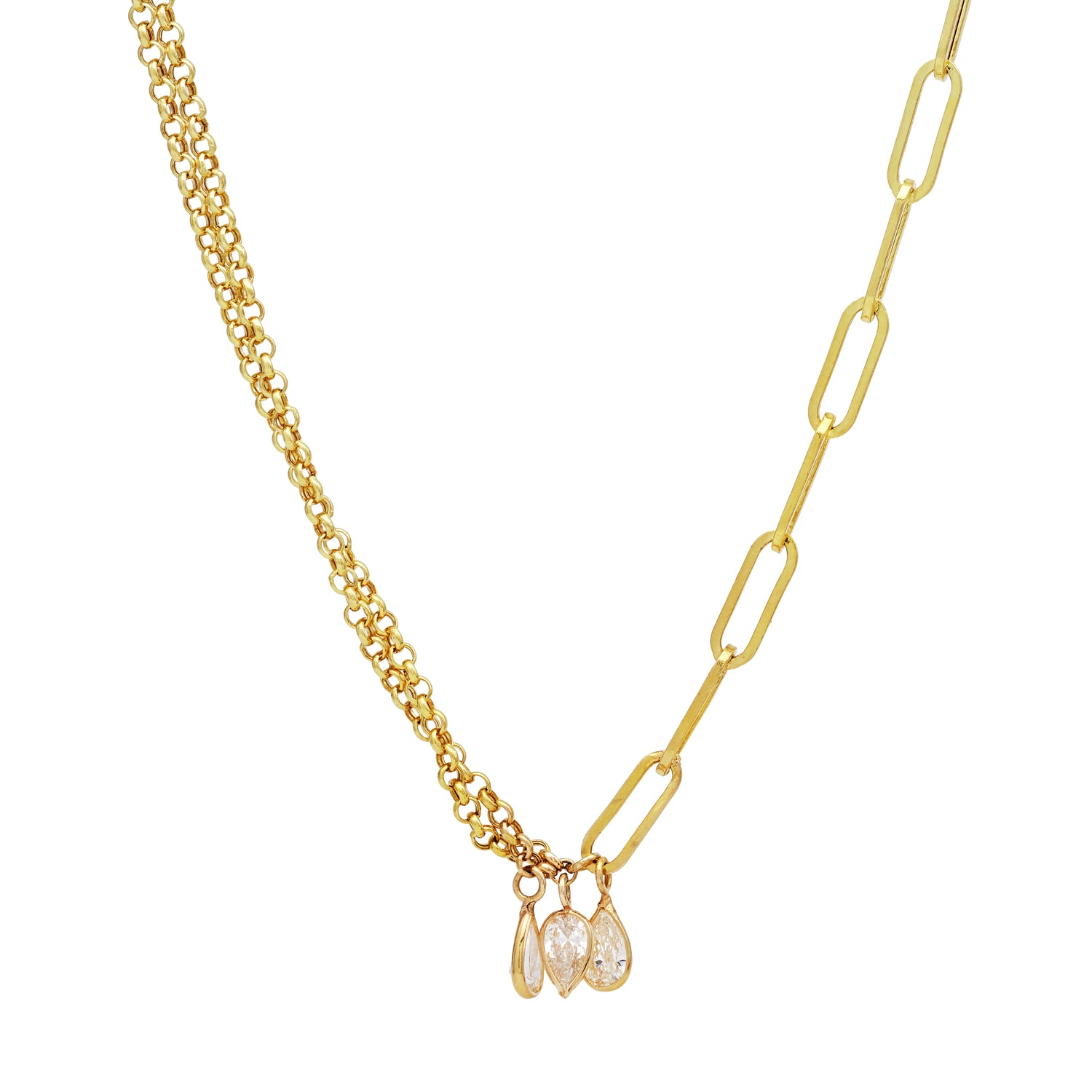 Diamond Drop Mixed Chain Necklace