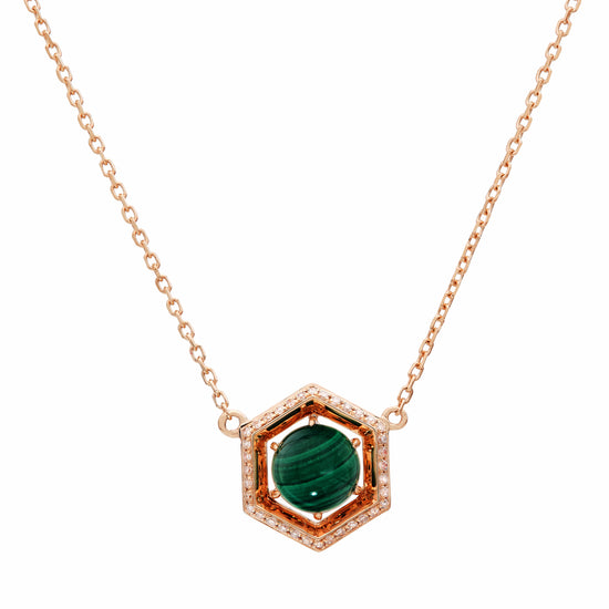 Geo Diamond & Malachite Pendant