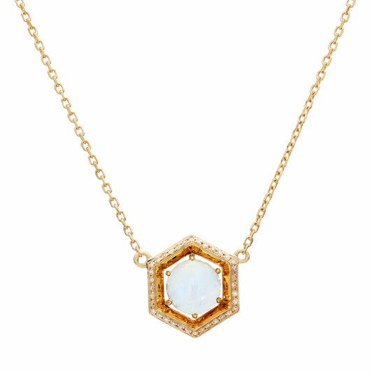 Geo Diamond & Moonstone Pendant