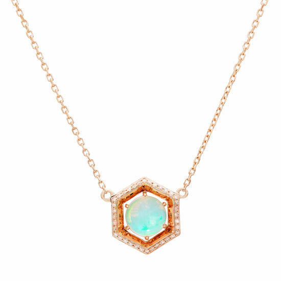 Geo Diamond & Opal Pendant