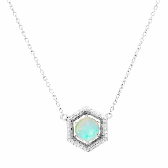 Geo Diamond & Opal Pendant