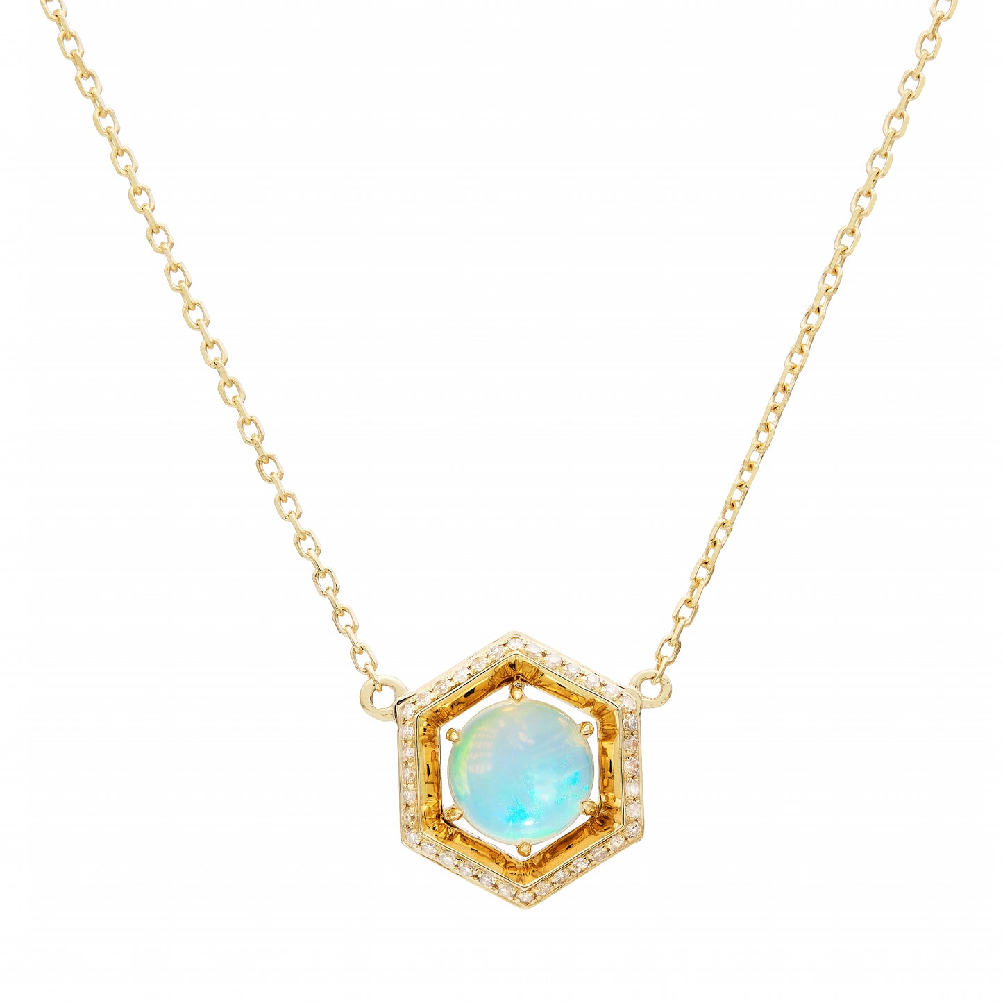 Geo Diamond & Opal Pendant