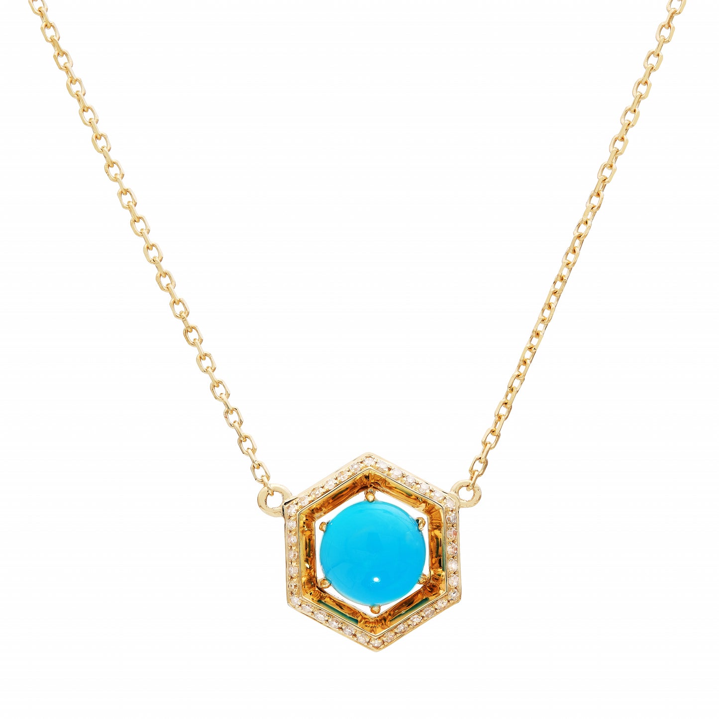 Geo Diamond & Turquoise Pendant