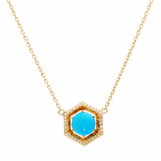 Geo Diamond & Turquoise Pendant