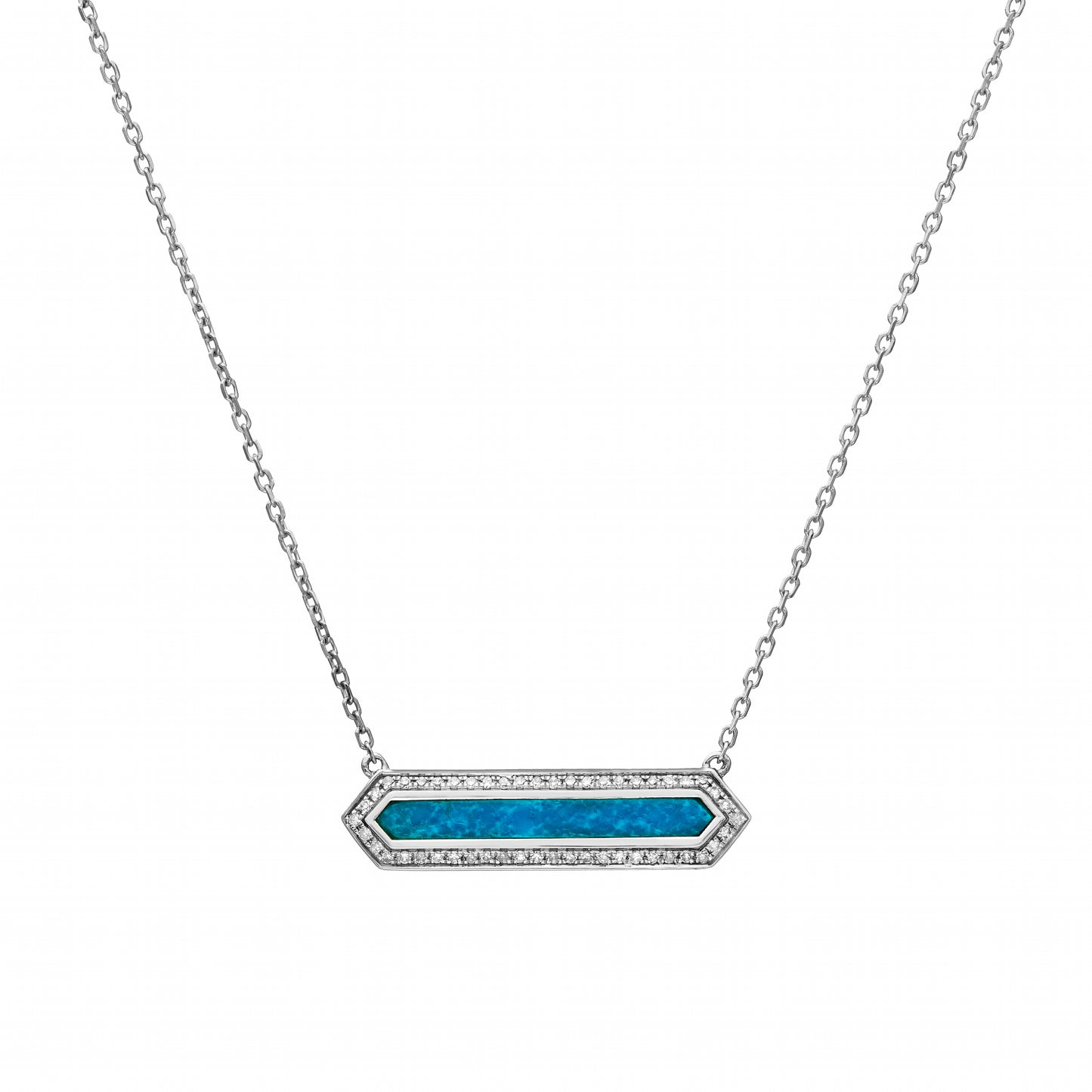 Bar Diamond & Turquoise Pendant