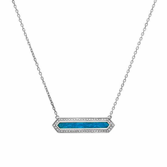 Bar Diamond & Turquoise Pendant