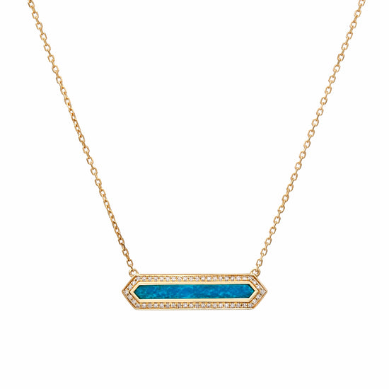 Bar Diamond & Turquoise Pendant