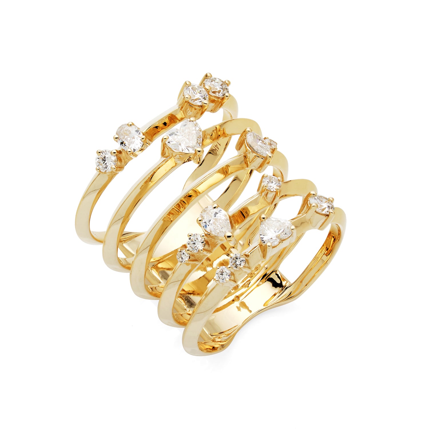 Knife edge multi-row ring