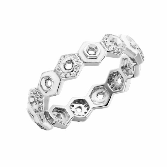 Geo Diamond & White Enamel Eternity Band